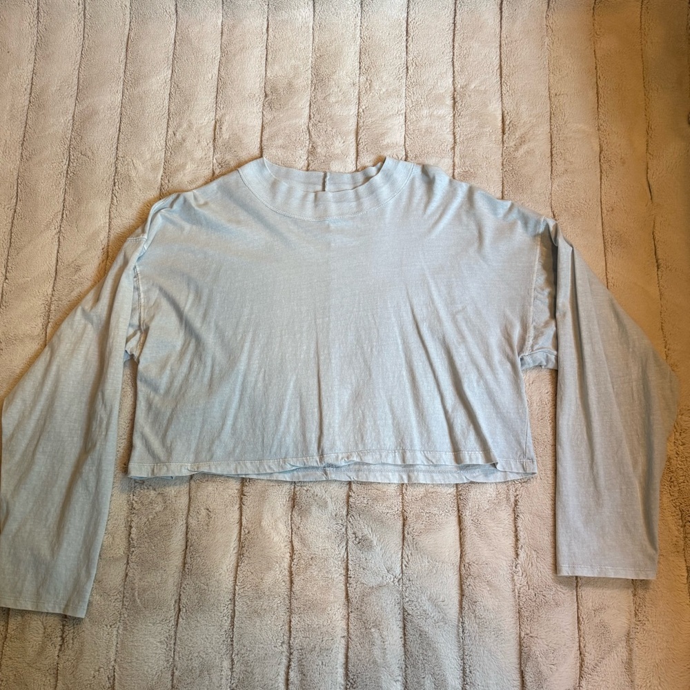 🥳 *SALE* Free People We The Free Longsleeve Crop Tee, Light Blue, Size Medium